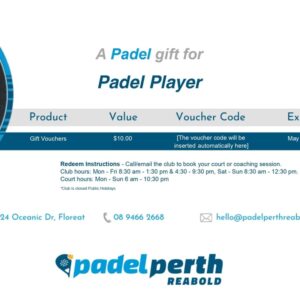 Voucher 2 Padel Perth Reabold - Shop